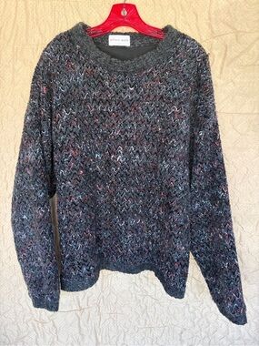 VTG Y2K Men’s Sweater Large Allen Wah Lined Bat Sleeve Boucle Knit Wool Blend